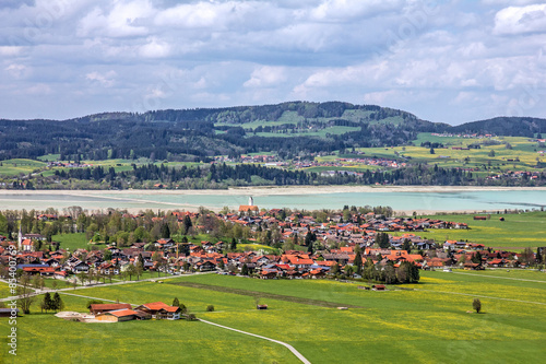 Bavaria, rural landscape, lake and village