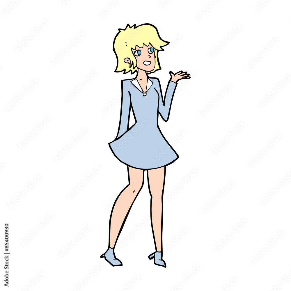 cartoon pretty woman in dress