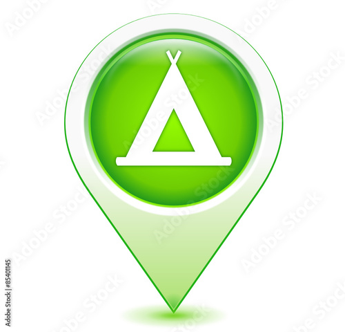camping sur marqueur géolocalisation vert