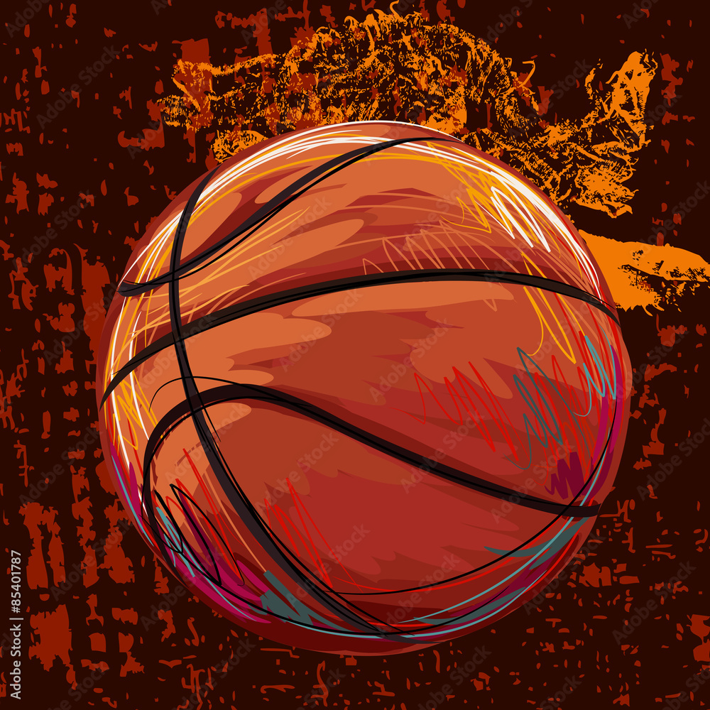 Fototapeta premium Basketball Created by professional Artist. This illustration is created by Wacom tabletby using grunge textures and brushes