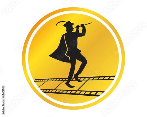 flutist golden silhouette 