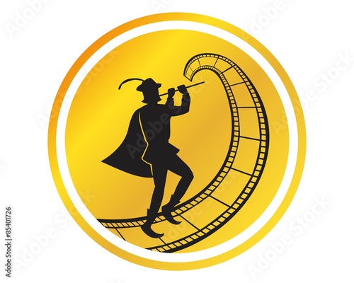 flutist golden silhouette 