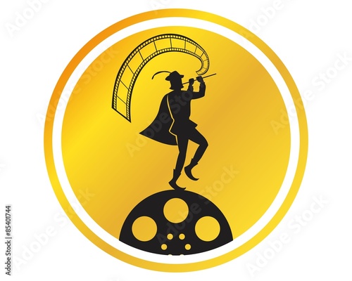 flutist golden silhouette 