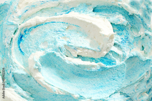 Close Up of Blue and White Swirled Ice Cream