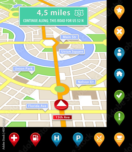 vector imaginary city navigator screen