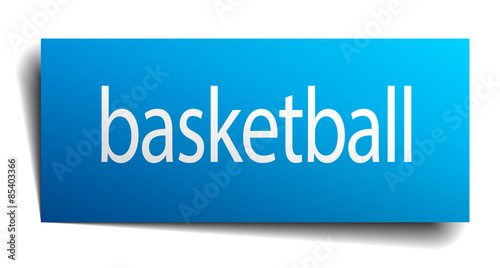 basketball blue square isolated paper sign on white