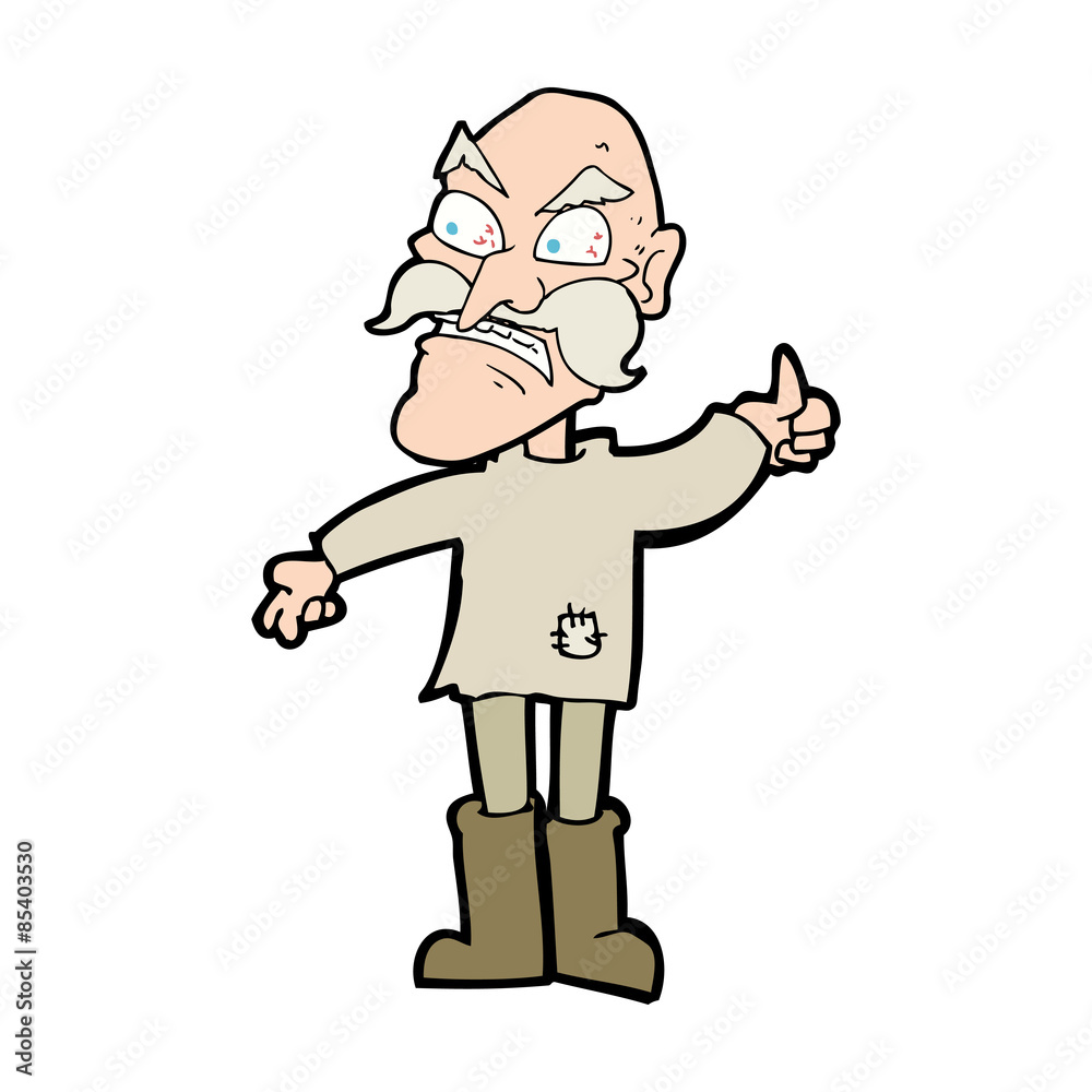 cartoon angry old man in patched clothing Stock Vector | Adobe Stock