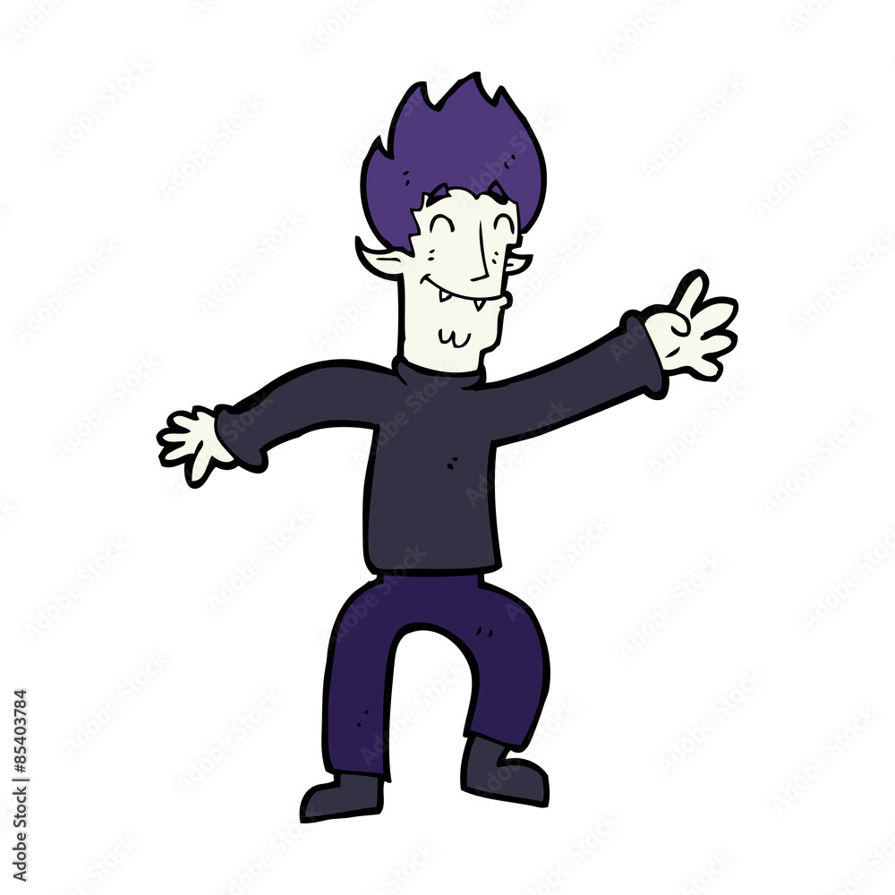 cartoon happy vampire man