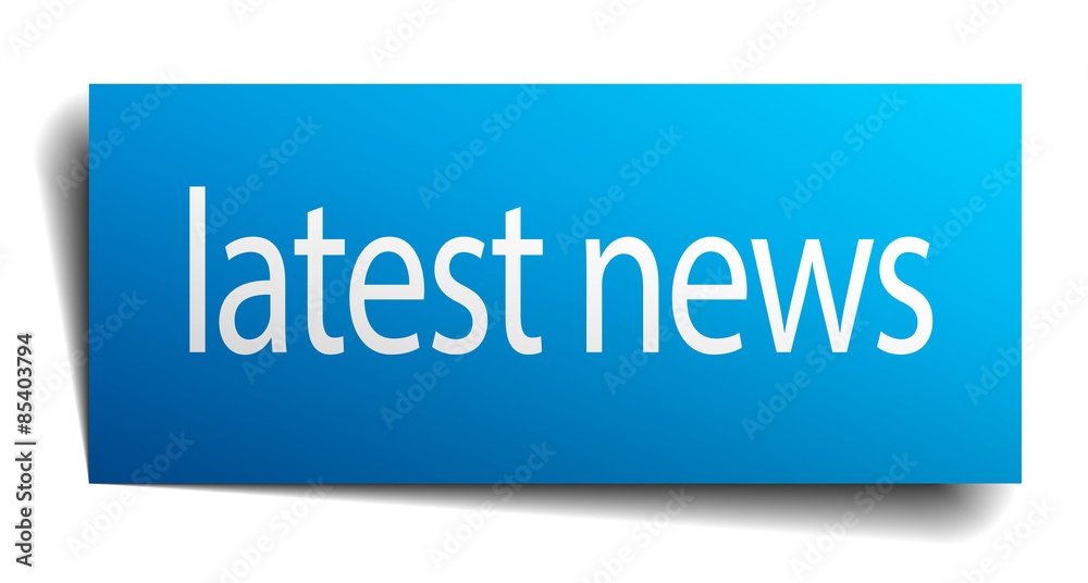 latest news blue paper sticker isolated on white latest news blue paper sticker isolated on white