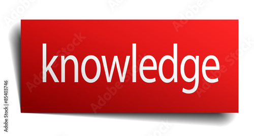 knowledge red square isolated paper sign on white