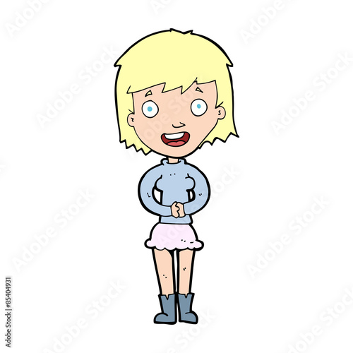 cartoon excited woman