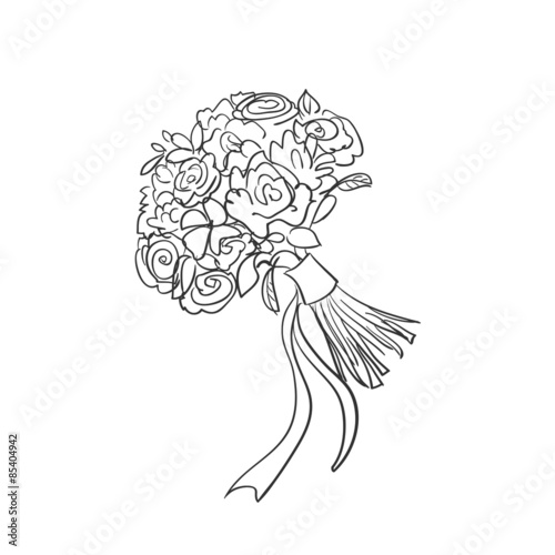 Canvas-taulu doodle bridal bouquet