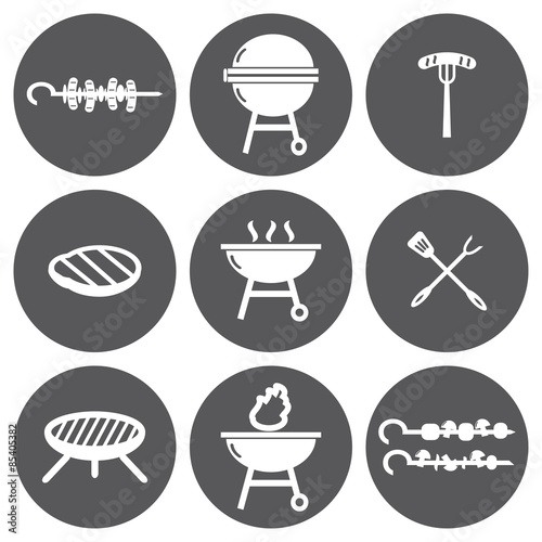 Vector white barbecue icon set 
