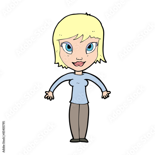 cartoon woman shrugging shoulders