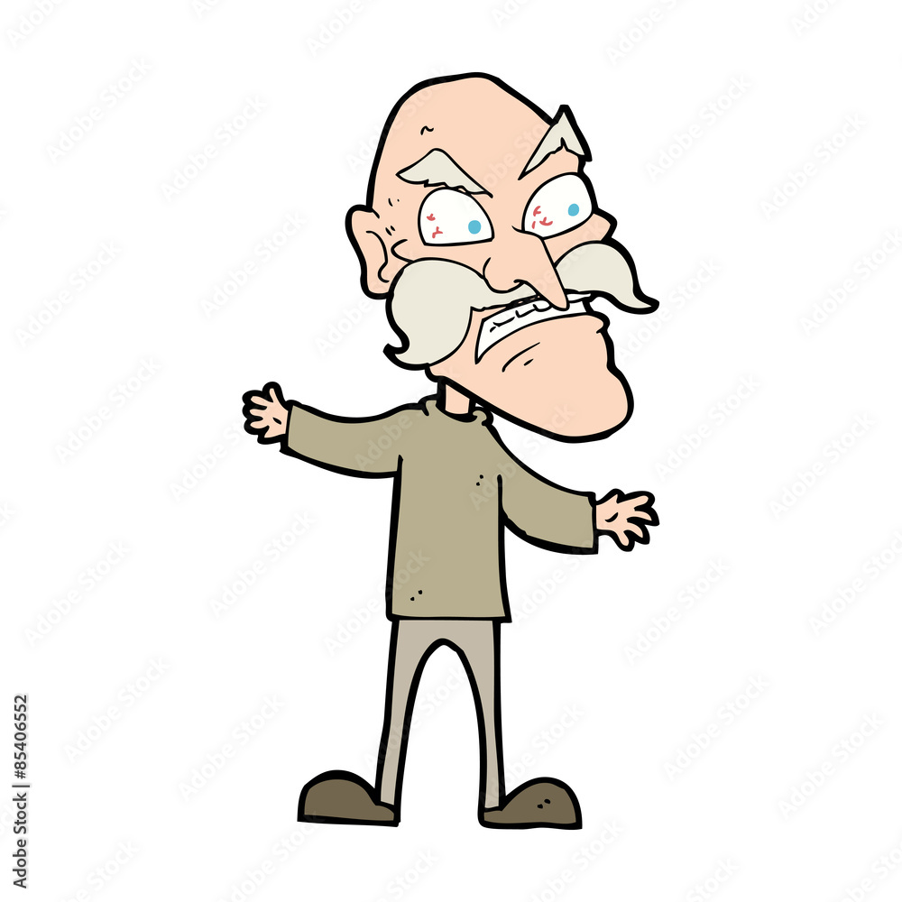 cartoon angry old man