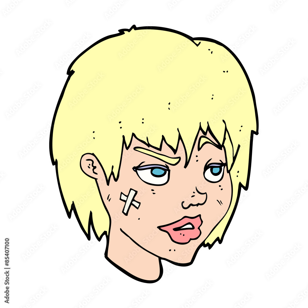 cartoon woman with plaster on face cartoon woman with plaster on face