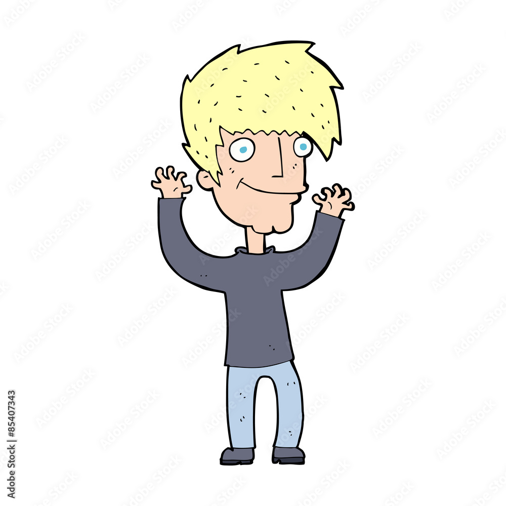 cartoon man waving arms