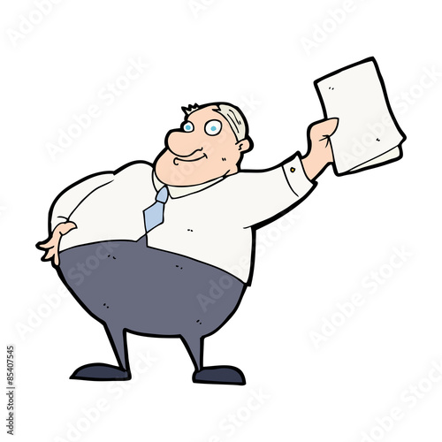 cartoon boss waving papers
