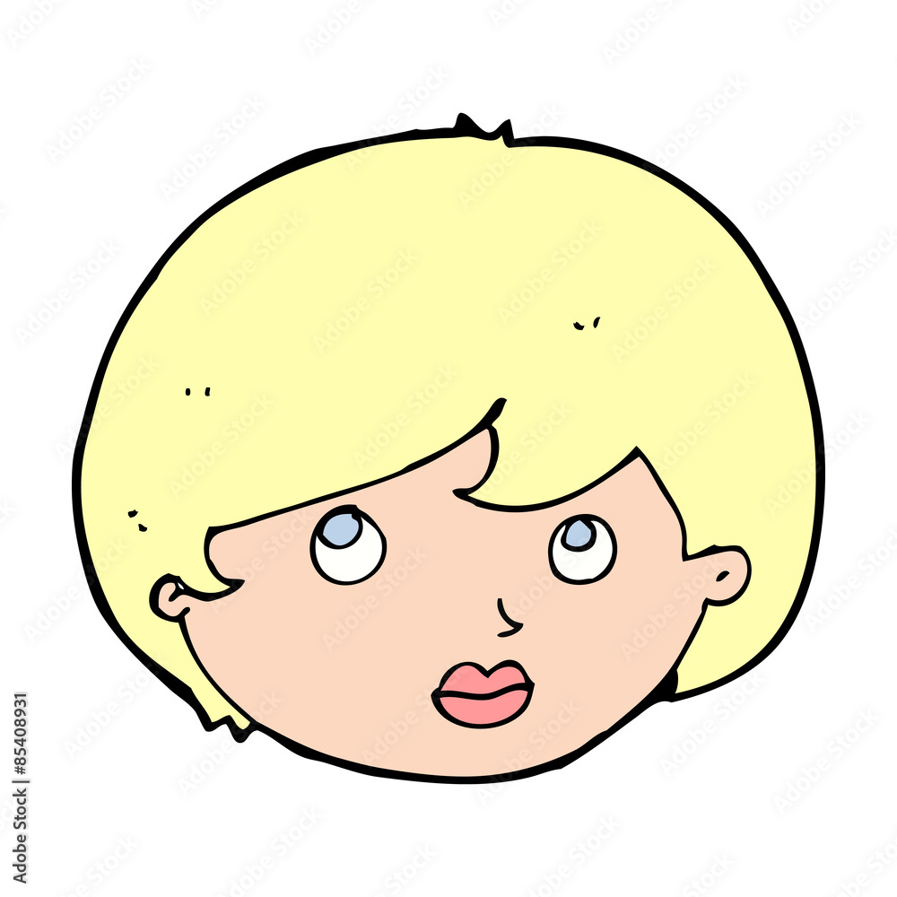 cartoon female face looking upwards cartoon female face looking upwards