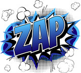 Zap - Comic book, cartoon expression isolated on white background.