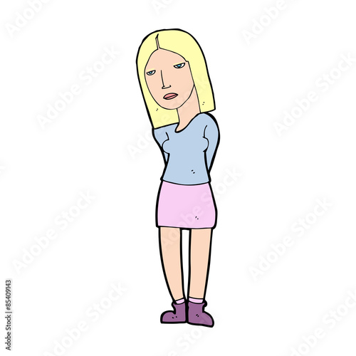 cartoon woman waiting