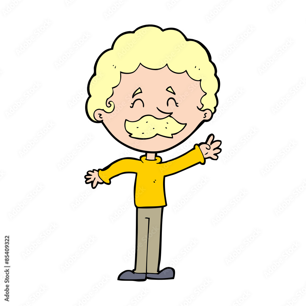 cartoon man with mustache waving cartoon man with mustache waving