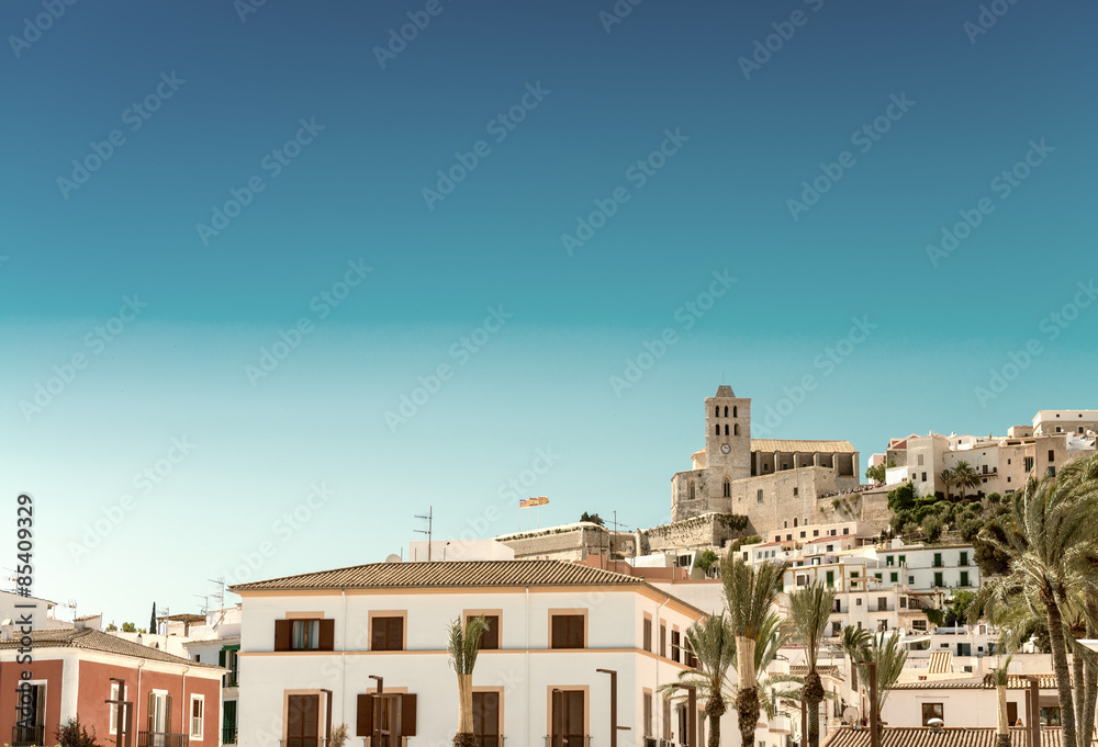 Ibiza skyline on a beautiful summer day
