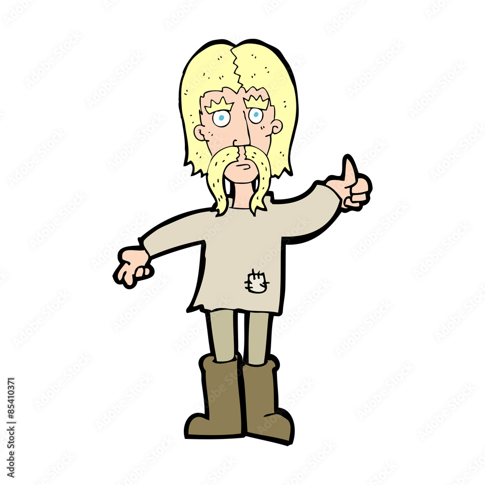 cartoon hippie man giving thumbs up symbol cartoon hippie man giving thumbs up symbol