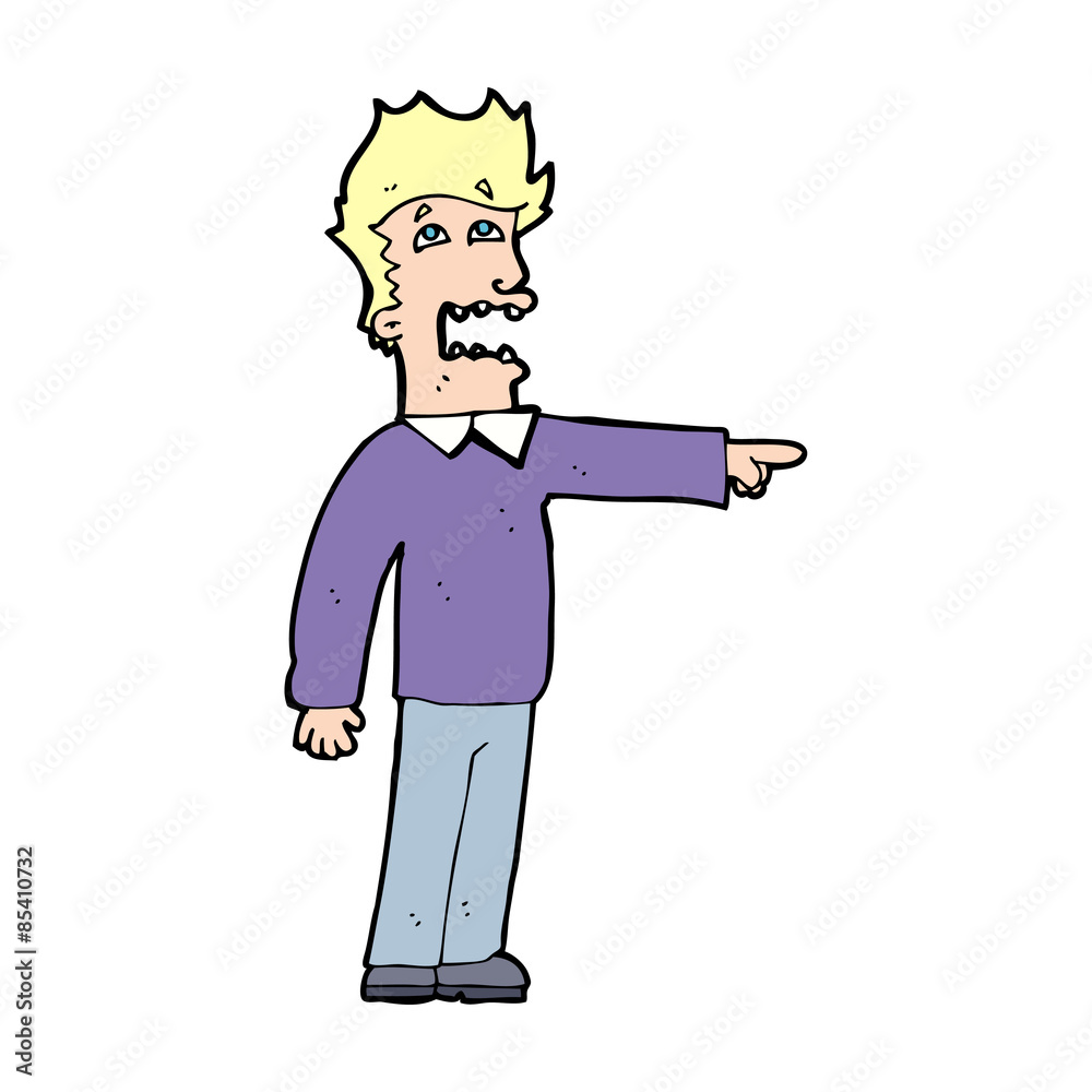 cartoon man accusing cartoon man accusing