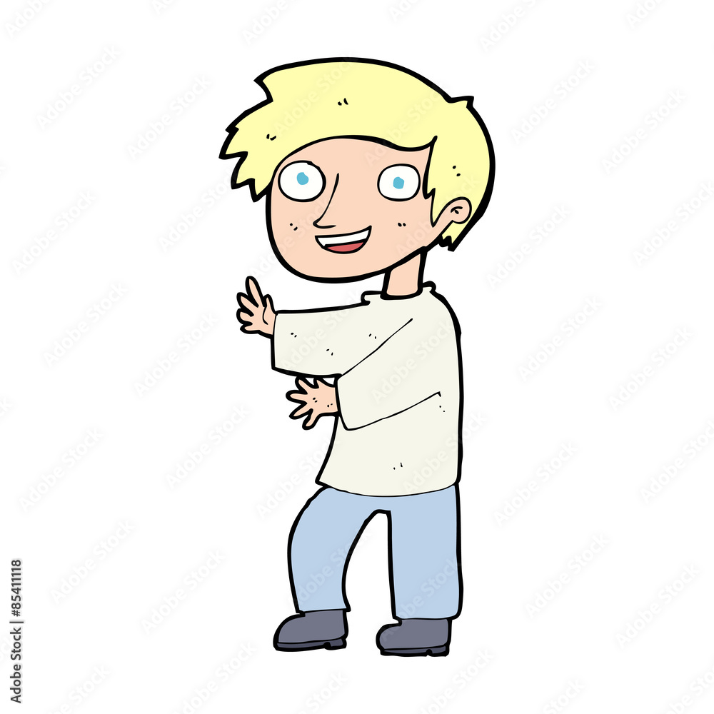 cartoon excited boy