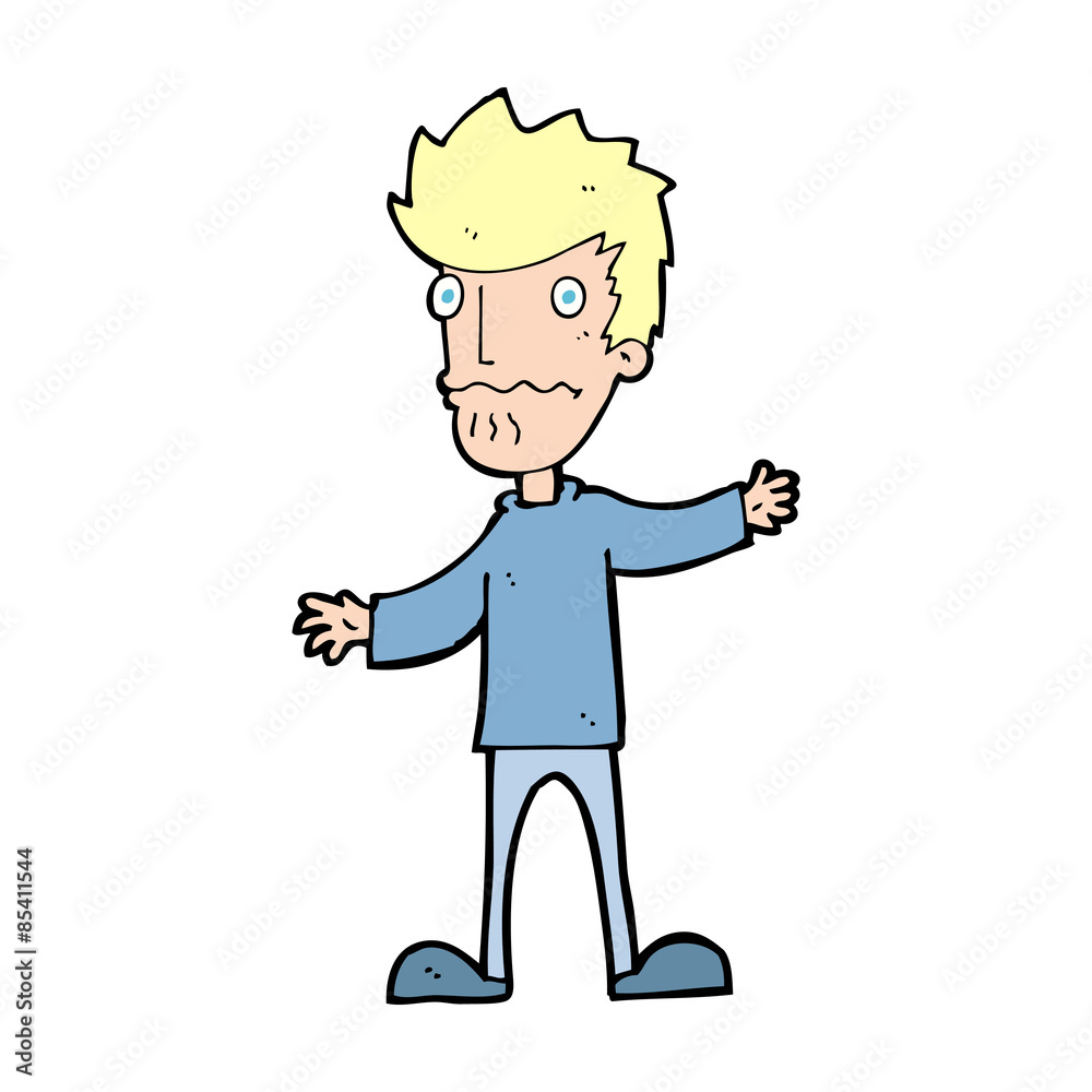 cartoon nervous man