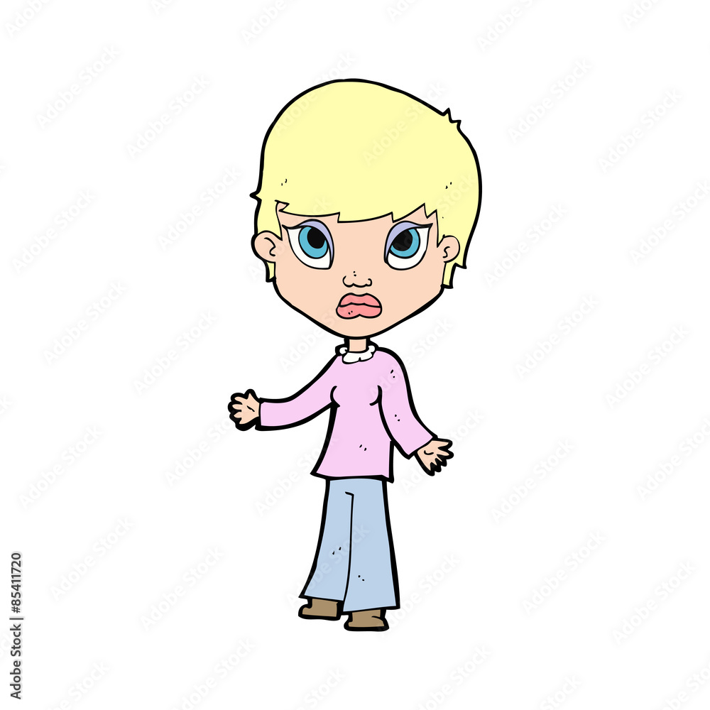 cartoon woman shrugging shoulders cartoon woman shrugging shoulders