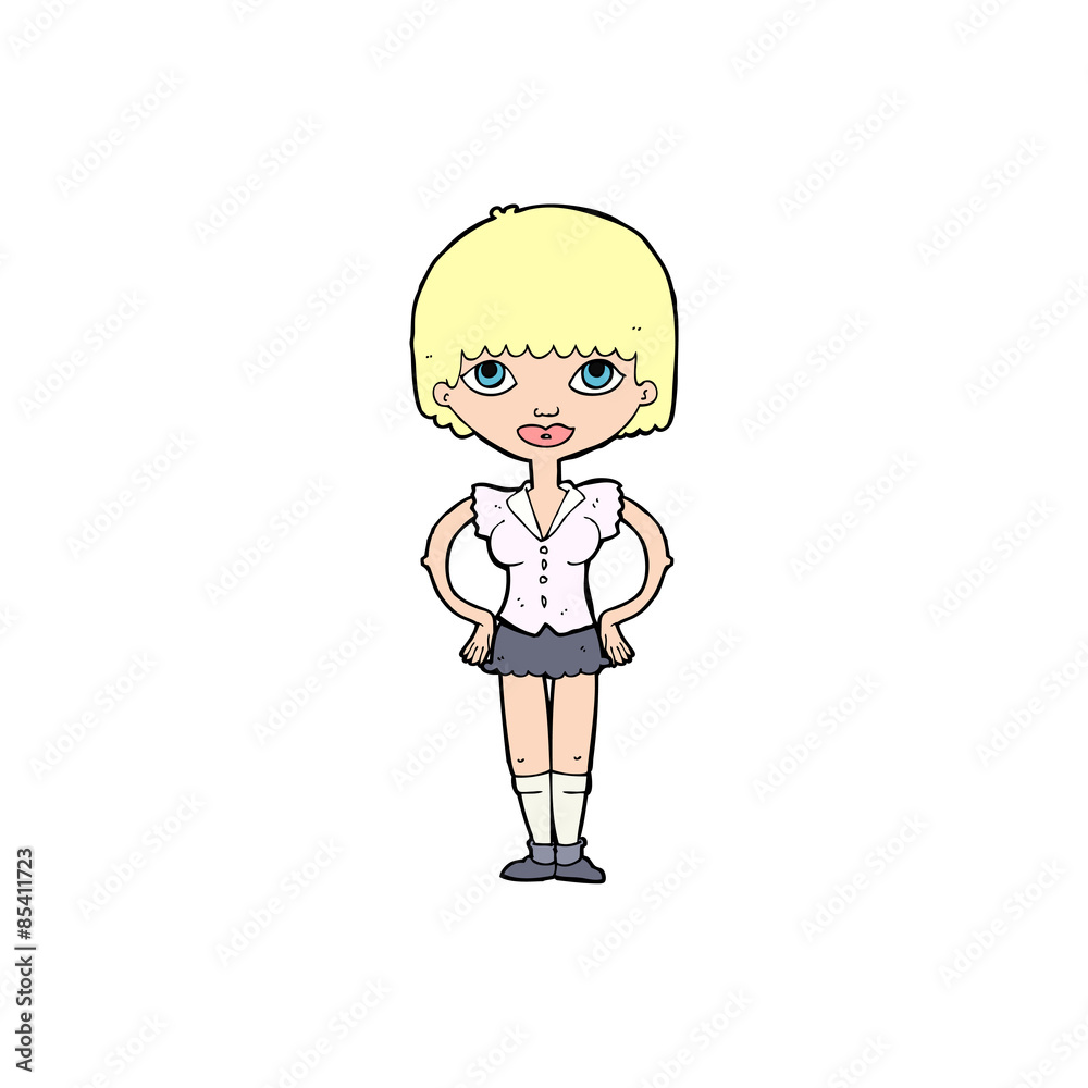 cartoon woman with hands on hips cartoon woman with hands on hips