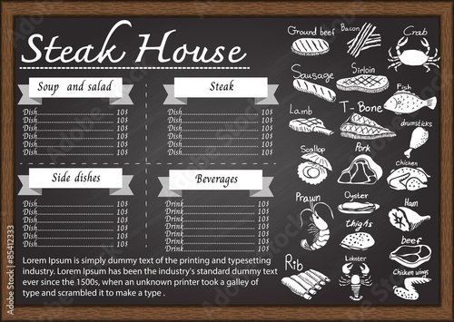 Restaurant menu on chalkboard design template.