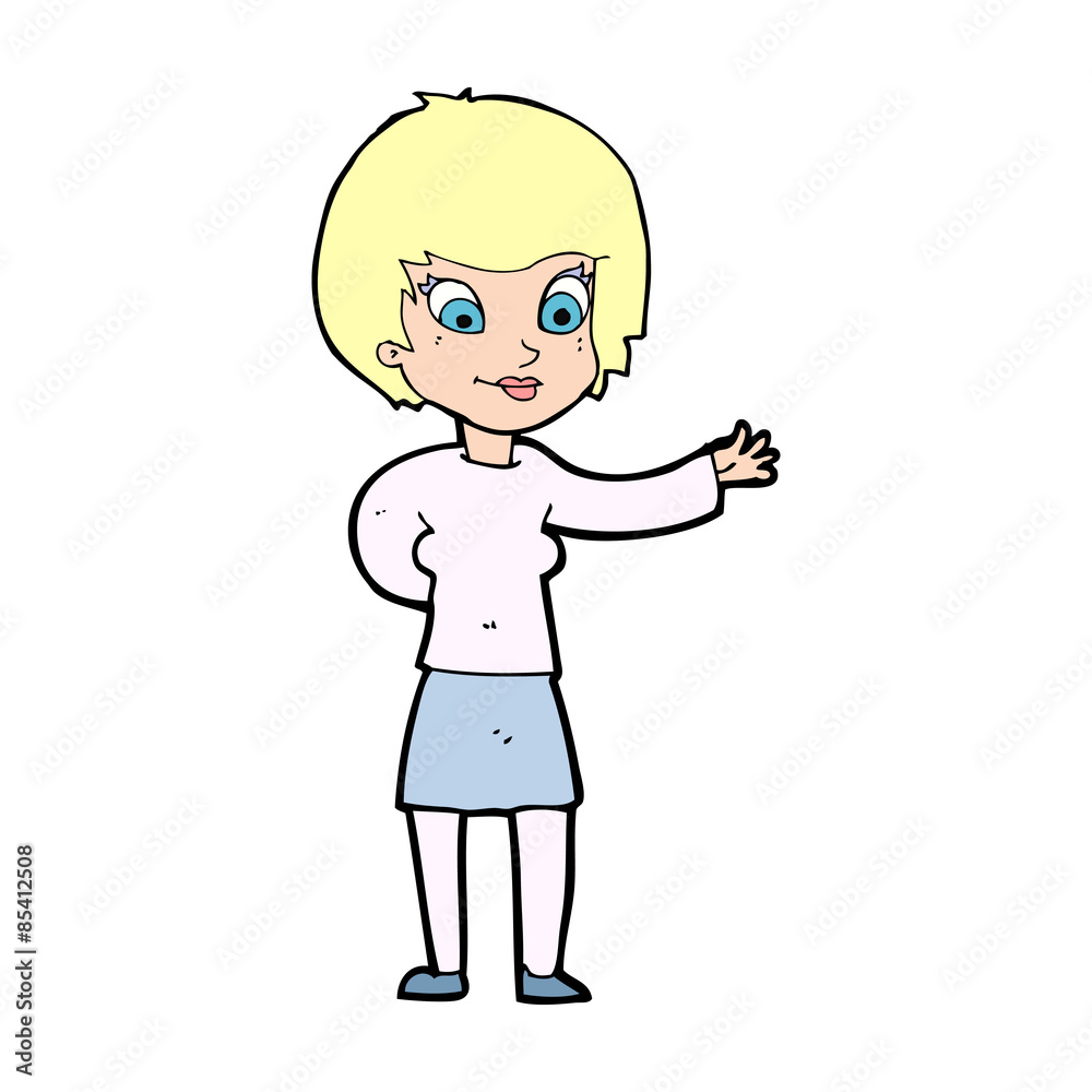 cartoon welcoming woman