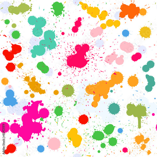 Colorful artistic watercolor splashes vector seamless pattern fo