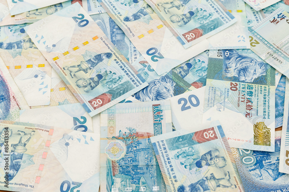 Fototapeta premium Twenty Hong Kong dollar background