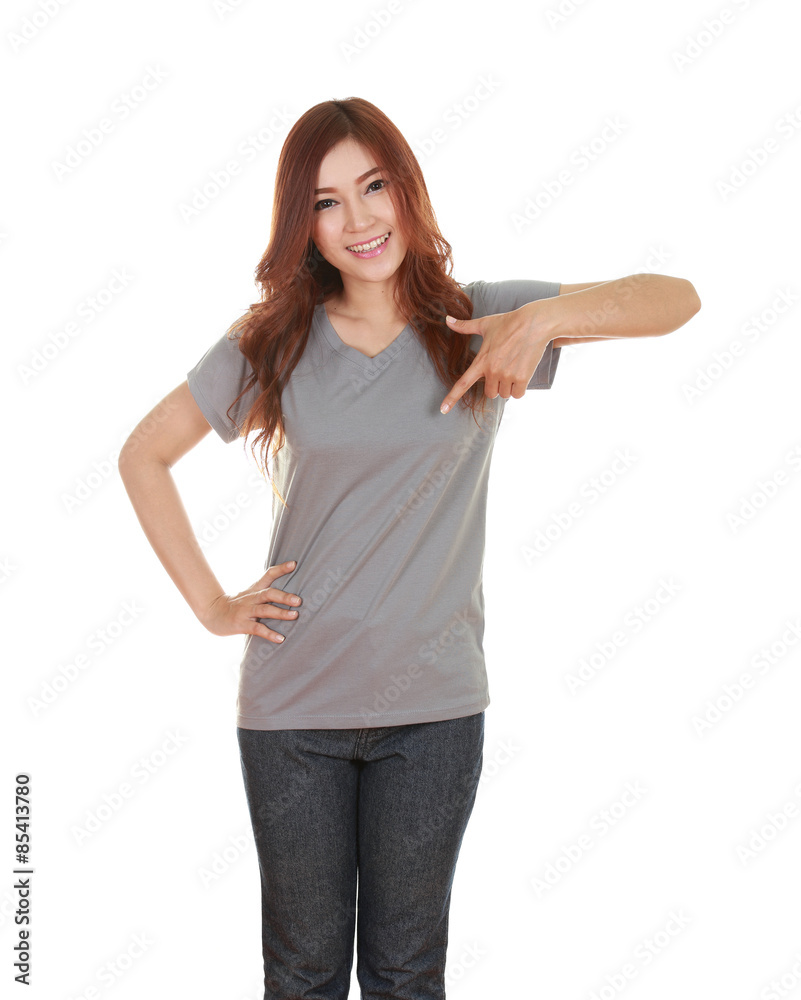 young beautiful female with blank t-shirt young beautiful female with blank t-shirt