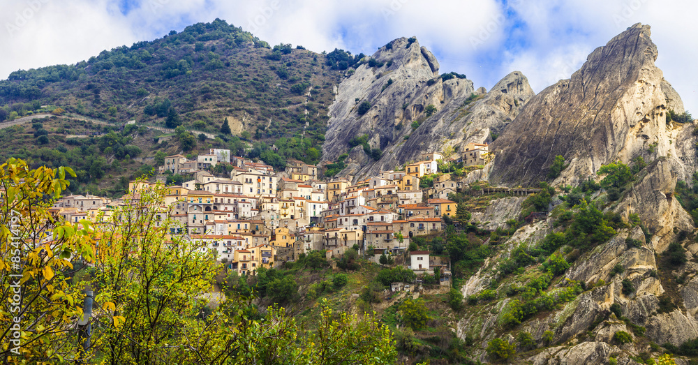 impressive village on rocks Castelmezzano, Basilicata, Italy
