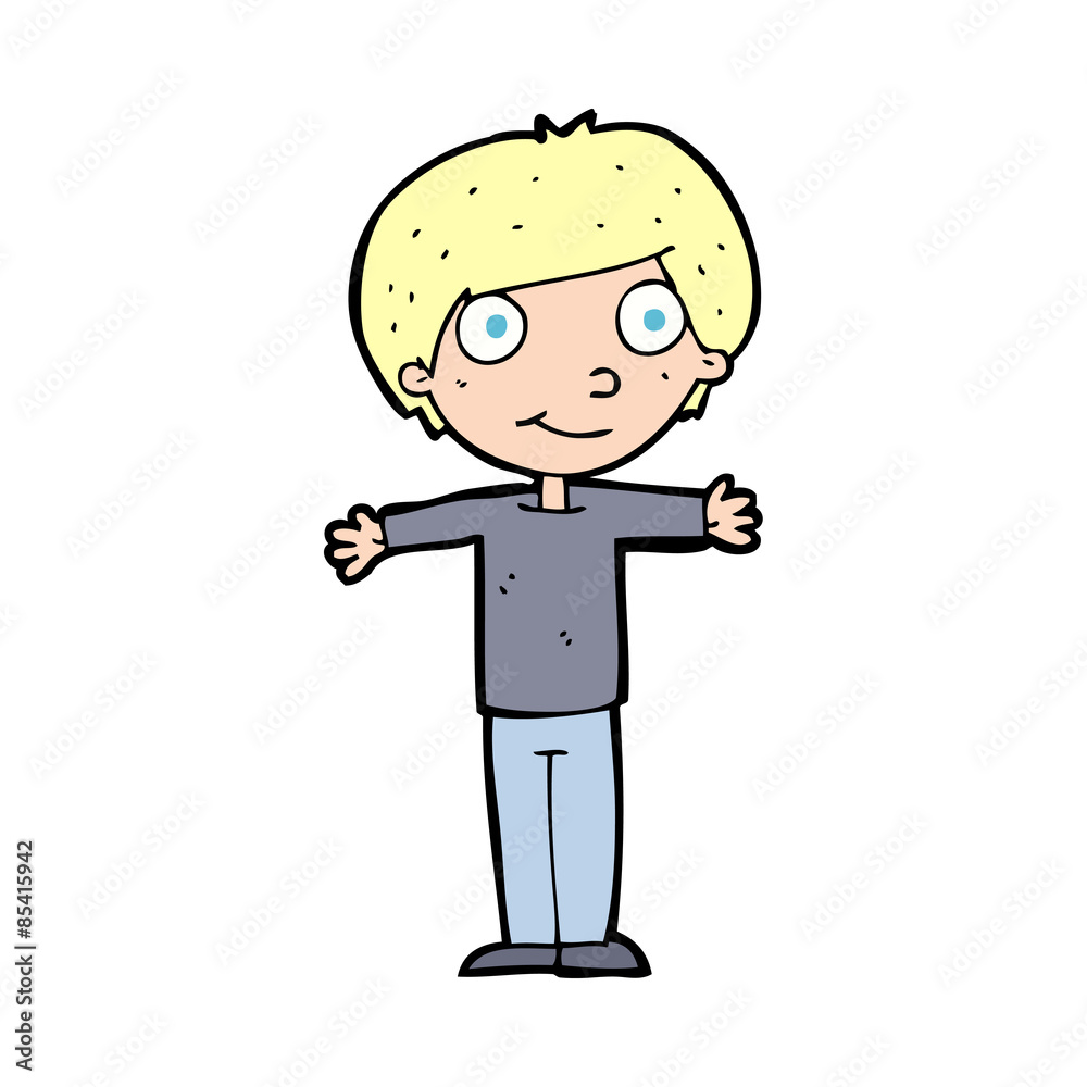 cartoon happy boy with open arms cartoon happy boy with open arms