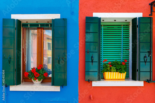 Colorful houses on the Burano  Venice  Italy