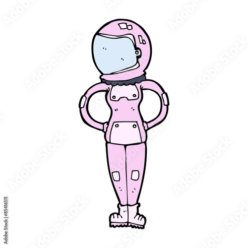 cartoon female astronaut