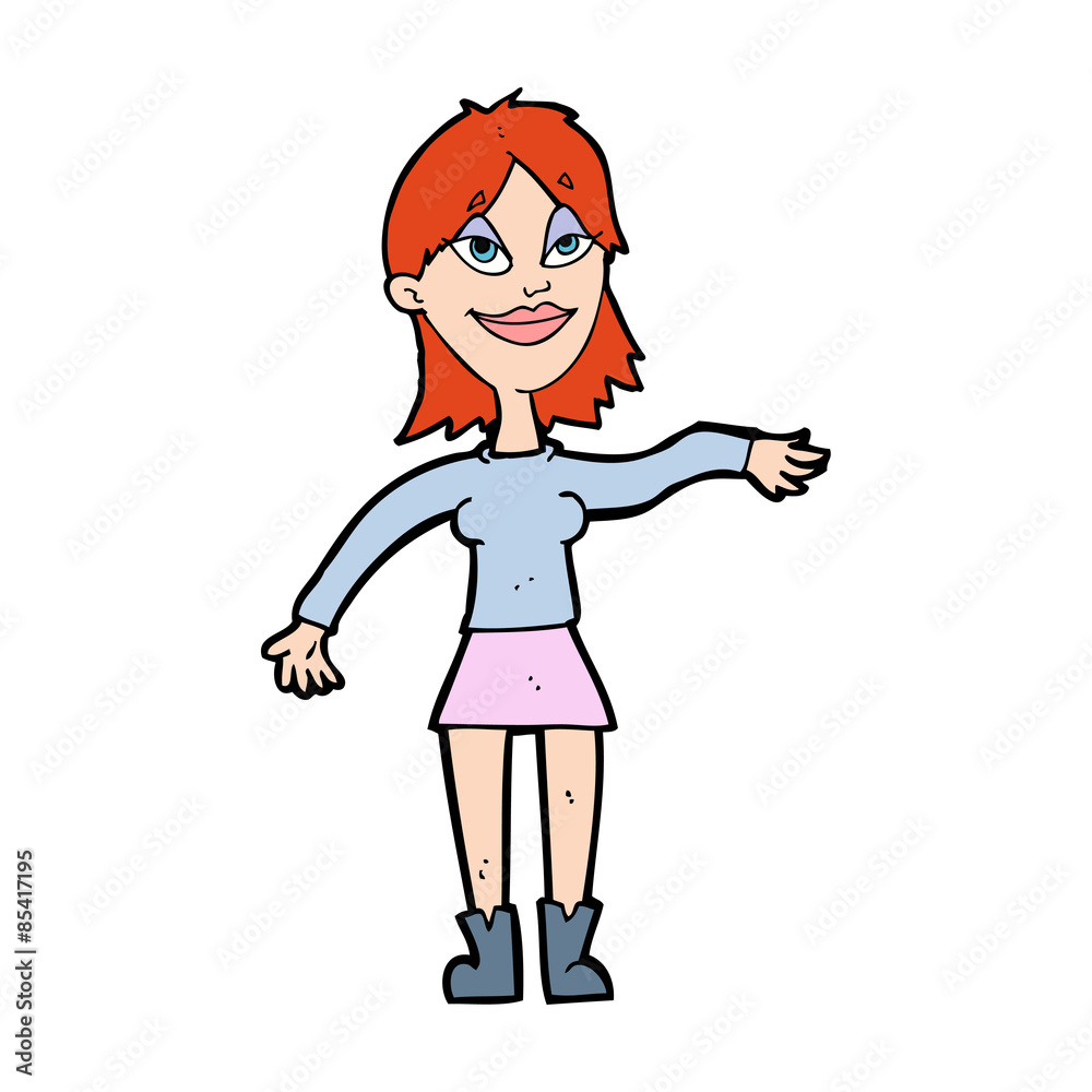 cartoon woman making hand gesture