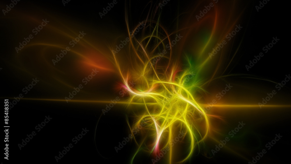 Dark abstract glow of yellow stripes