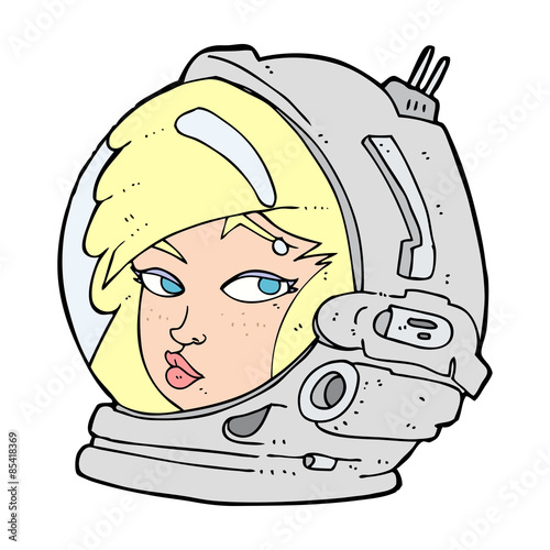 cartoon female astronaut