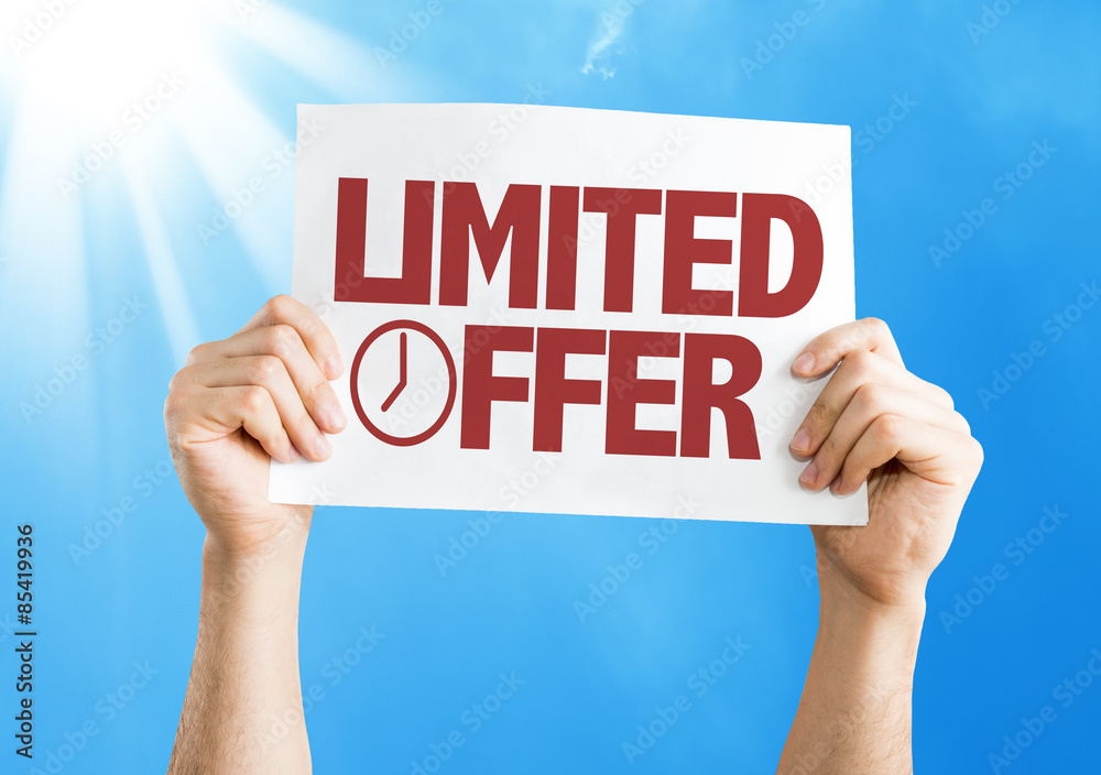 Limited Offer card with sky background StockFoto Adobe Stock