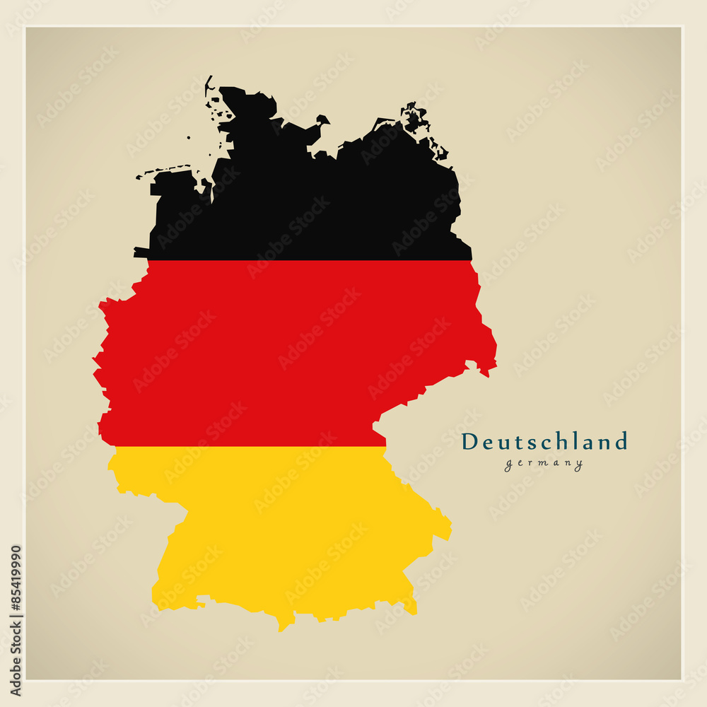 Modern Map - Germany coloured DE Modern Map - Germany coloured DE