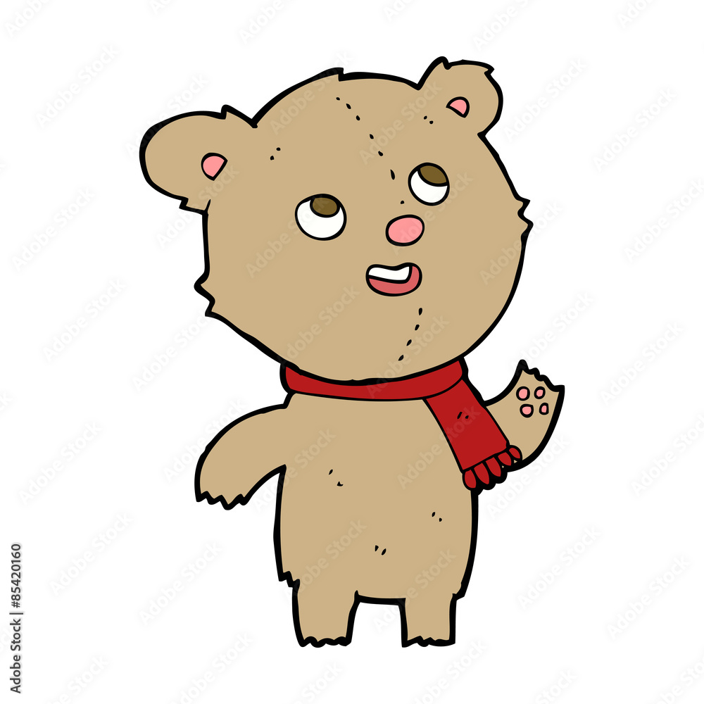 Fototapeta premium cartoon teddy bear wearing scarf
