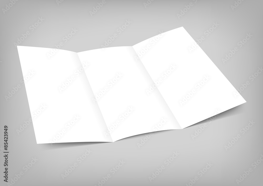 Vector blank tri fold paper flyer on gray background Vector blank tri fold paper flyer on gray background