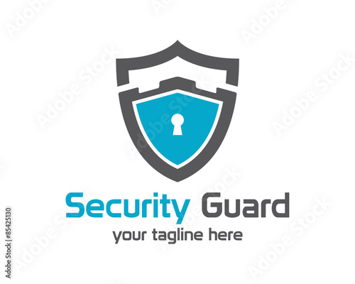 Security guard logo design vector. Security protection shield symbol . Secure shield icon vector. Privacy lock icon .